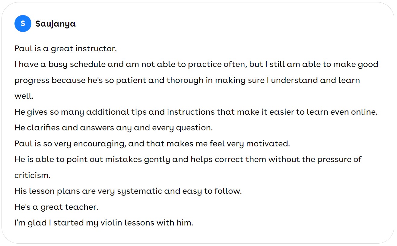 Review from Violin Student
